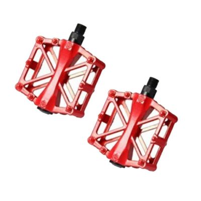 SJHY Bicycle Accessories Bicycle Mountain Bike Cycling Bearing Alloy Flat-Platform Pedals 9/16 Light Bicycle Bearing Pedal Bike Parts (Color : Red)