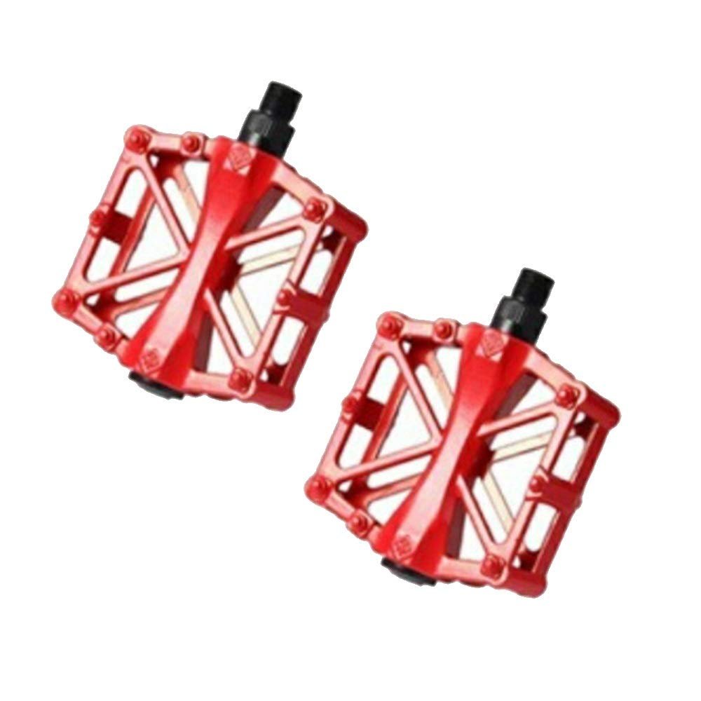 SJHY Bicycle Accessories Bicycle Mountain Bike Cycling Bearing Alloy Flat-Platform Pedals 9/16 Light Bicycle Bearing Pedal Bike Parts (Color : Red)