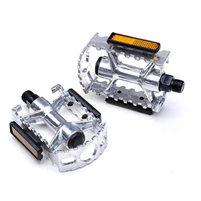 Bicycle Accessories Bicycle Pedal with Reflective Strip Metal Alloy Tough Pedal 95mmx85mm Bike Pedals Ball-Type Waistline Bike Parts (Color : Sliver)