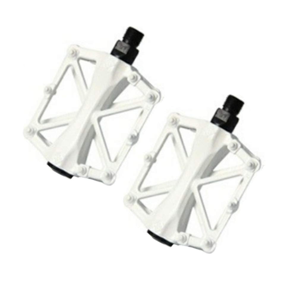 SJHY Bicycle Accessories Bicycle Mountain Bike Cycling Bearing Alloy Flat-Platform Pedals 9/16 Light Bicycle Bearing Pedal Bike Parts (Color : White)