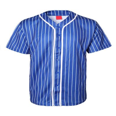 URBANJ Men's Baseball Jersey Button Down Short Sleeve Shirt Big&Tall Size S-5XL (4XL, Stripe_Royal)