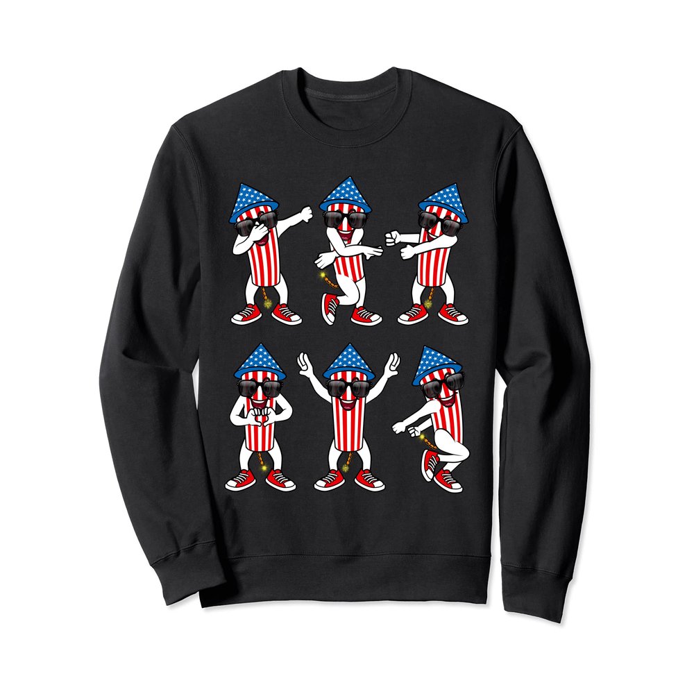 4th of July Funny Dance Challenge Fireworks Boys Girls Kids Sweatshirt