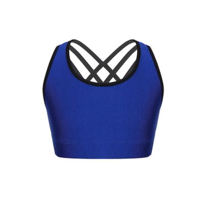 YONGHS Kids Girls Sport Bras Criss Cross Back Crop Tops Activewear for Gymnastics/Dance/Yoga/Workout Royal Blue 16 Years
