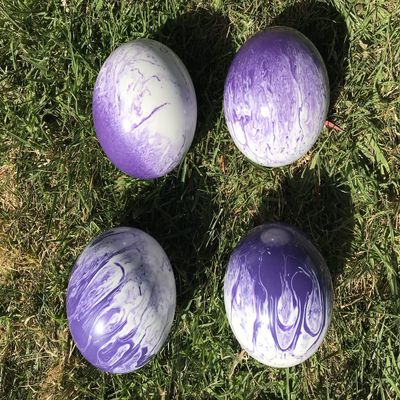 BuyBocceBalls Listing - Unique Bocce Set - 4 Pack of 107mm Marbleized Purple and White Balls