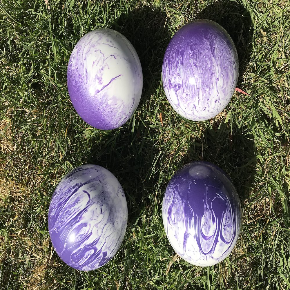 BuyBocceBalls Listing - Unique Bocce Set - 4 Pack of 107mm Marbleized Purple and White Balls
