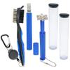 QINIZX 3 Pack Golf Club Brush and Club Groove Sharpener Cleaner Tool Set with Retractable Zip-line Carabiner, U & V-Grooves, Re-Grooving and Cleaning Tool Kit Portable for Golf Club Bag Accessories view 1
