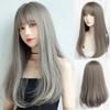 LesafeV Natural Straight Wig Machine Made Colorful Cosplay Wig Full Head Wear (60cm Grey) view 2