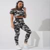Moily Women Camo Print Hoodie Sweatsuits Mesh Sweatshirt Skinny Pants Set Jogger 2 Piece Tracksuit Gray Large view 4