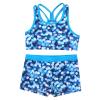 winying Kids Girls Printed Rash Guard Tankini Sport Crop Top + Swim Shorts Swimsuit Beach Summer Swimwear Blue 16 view 3