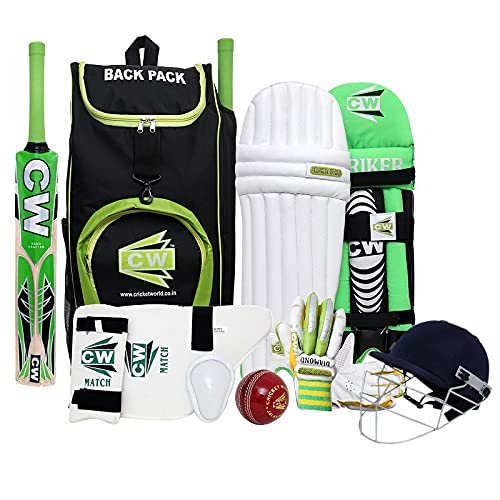 CW Bullet Complete Cricket Set Full Size for Adult Batsman with Backpack Kit Cricket Set Adult Complete Cricket Set For Right Hand Batsmen Cricket Set For Men Sport Training Aid Batting Protection Kit