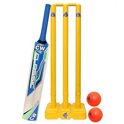 CW Bonzer Cricket Kit for Boys of 11-13 Year Old Full Kit Size 6 Includes Natural Willow Cricket Bat with Heavy Wind Balls Wicket Plastic Stumps Set & Bails