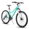 HH HILAND 26 Inch Womens Mountain Bike, with Step-Through Frame, 21 Speeds, Suspension Fork MTB, Bicycle for Women Men Adult Green view 1
