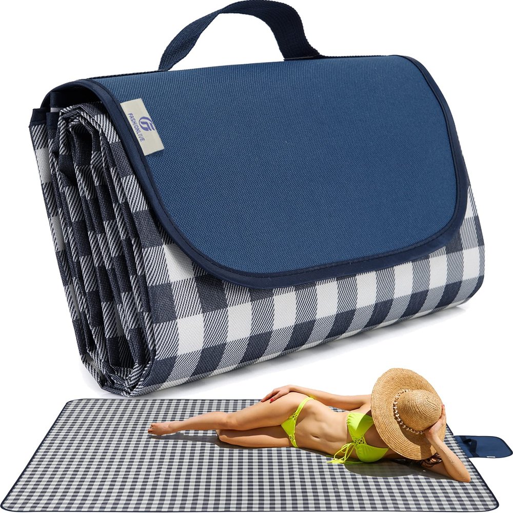 FashionLive Beach Blanket Extra Large Picnic Mat Sand Free Waterproof Camping Blanket Easy Fold Carry Portable Travel Blanket Play Mat for Outdoor Indoor Hiking Festival BBQ Park Grass Lawn