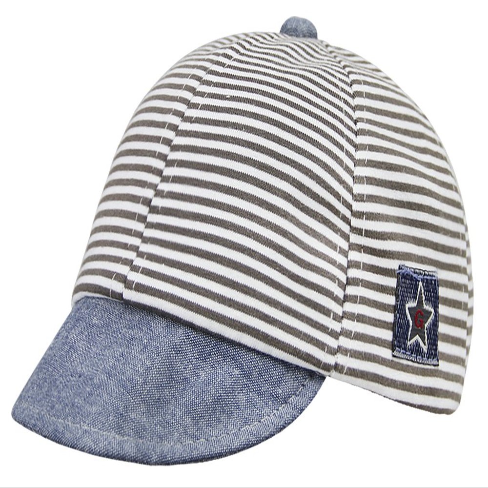 Baby Baseball Cap 3-12 Months Infant Sun Hat Baby Fitted Cap Cotton Striped Baby Cap for Boys