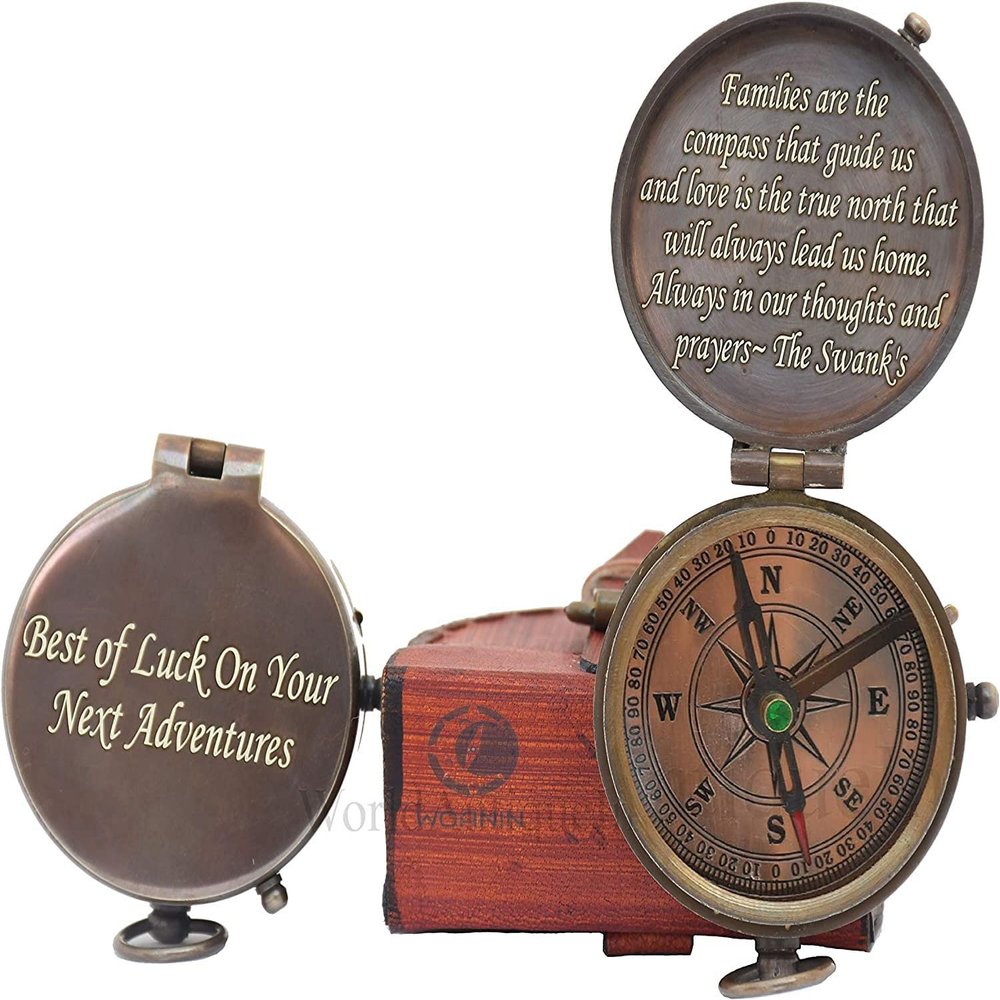WOANIN Engraved Personalized Compass Best- Sundial Pocket Compass for Men and Women, Gift for Mon, Gift for Her, Thanksgiving Gift