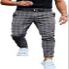 NineFit Basics Mens Traditional Plaid Chino Pants Slim Fit Casual Striped Slacks Loose Comfort Scottish Grid Trousers Dark Gray,XXLarge view 1