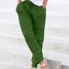 Maryia Women's Casual Comfy Pajama Pants Cotton Linen Drawstring Elastic Waist Regular Fit Palazzo Straight Trouser Green view 2
