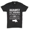 Against All Enemies Foreign and Domestic V-Neck T-Shirt Patriotic Veteran Tee Black Small view 1