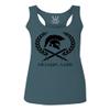 0143. Spartan Molon Labe Military Patriotic Greek Helment Graphic Women's Tank Top Racerback (Indigo Blue Large) view 1
