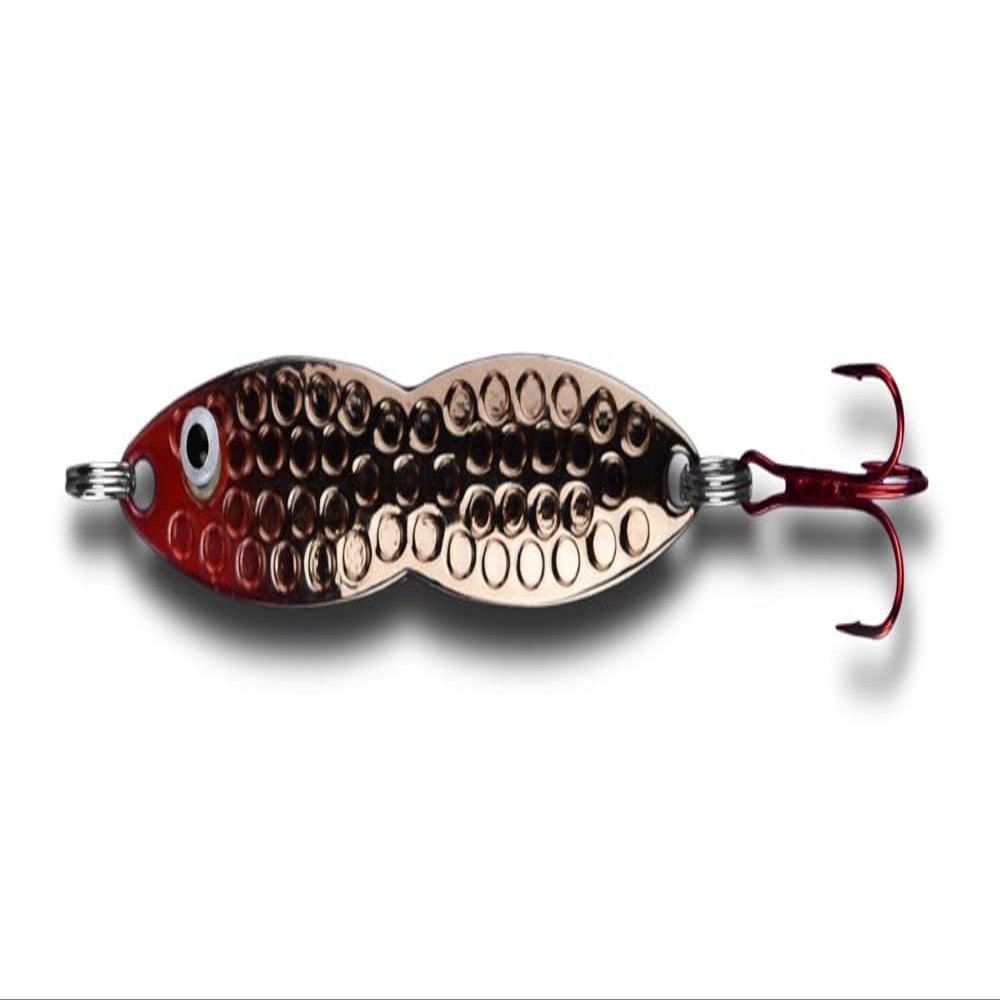 PK Flutter Fish Jigging Spoon - All Seasons Fishing Lure - Ice Fishing Lure - Vertical Jigging (Copper Plate, 3/8 Oz)