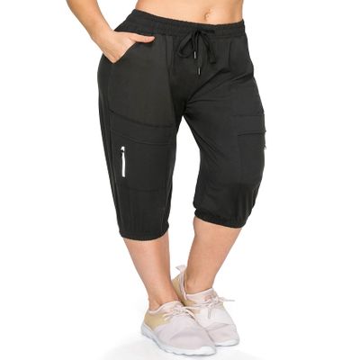 ALWAYS Women's Capri Jogger Pants - High Waisted Soft Zipper Casual Sweat Pants Black XS
