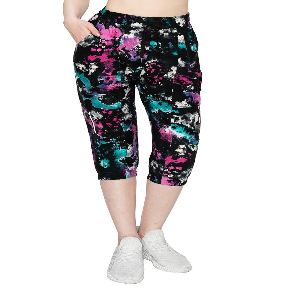 ALWAYS Women's Capri Jogger Pants - High Waisted Soft Zipper Casual Sweat Pants 4238 L