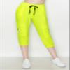 ALWAYS Women's Capri Jogger Pants - High Waisted Soft Zipper Casual Sweat Pants Neon Lime 3XL view 2