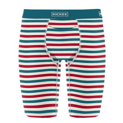 Kic Kee Pants KICKEE Fourth of July Mens Long Boxer Brief Underwear, Silky Soft Printed Boxer Briefs for Men, Lightweight and Breathable (USA Stripe - 3XL)