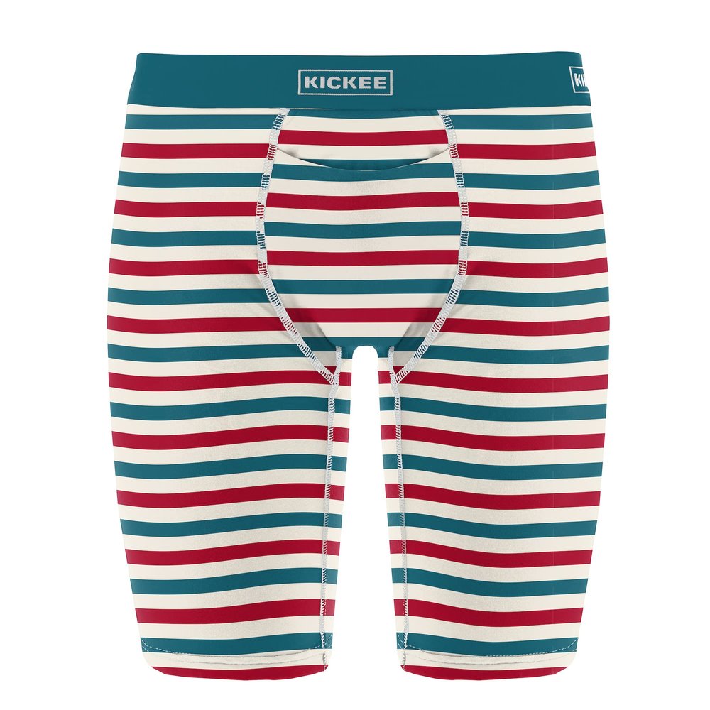 Kic Kee Pants KICKEE Fourth of July Mens Long Boxer Brief Underwear, Silky Soft Printed Boxer Briefs for Men, Lightweight and Breathable (USA Stripe - 3XL)