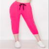 ALWAYS Women's Capri Jogger Pants - High Waisted Soft Zipper Casual Sweat Pants Neon Pink S view 2