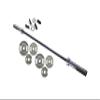 Ader 60'' Black OLY Bar w/Chrome Sleeves + 35lb Gray Grip Plate Set view 1