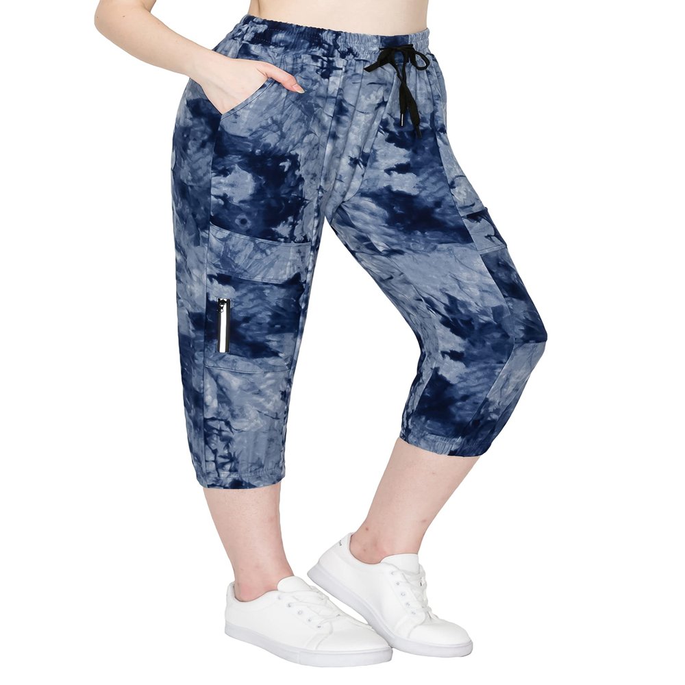 ALWAYS Women's Capri Jogger Pants - High Waisted Soft Zipper Casual Sweat Pants 1911NA M