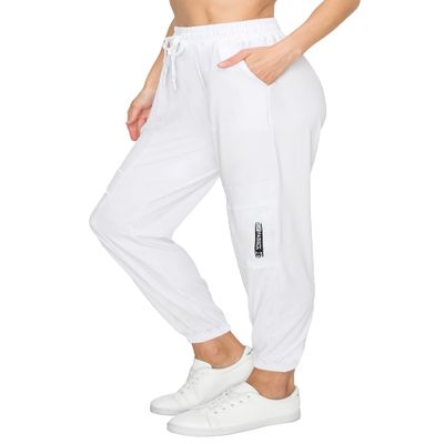 ALWAYS Women's Zipper Jogger Track Pants - Premium Soft Stretch Fashion Zipper Sweatpants White XL