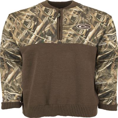 Drake Waterfowl Camo 1/4 Zip Wool Sweater Max-5 XLarge