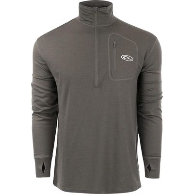 Drake Waterfowl MST Merino Wool Half Zip Charcoal Xlarge