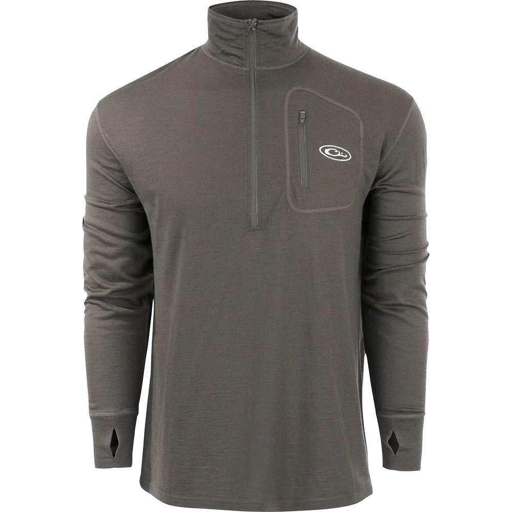 Drake Waterfowl MST Merino Wool Half Zip Charcoal Xlarge