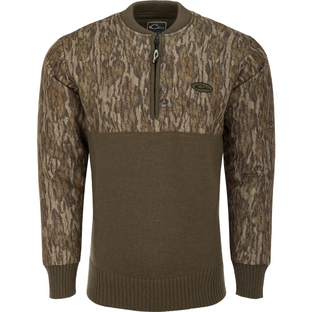 Drake DW2835-006-2 MST Wool 1/4 Zip Sweater Bottomland Medium