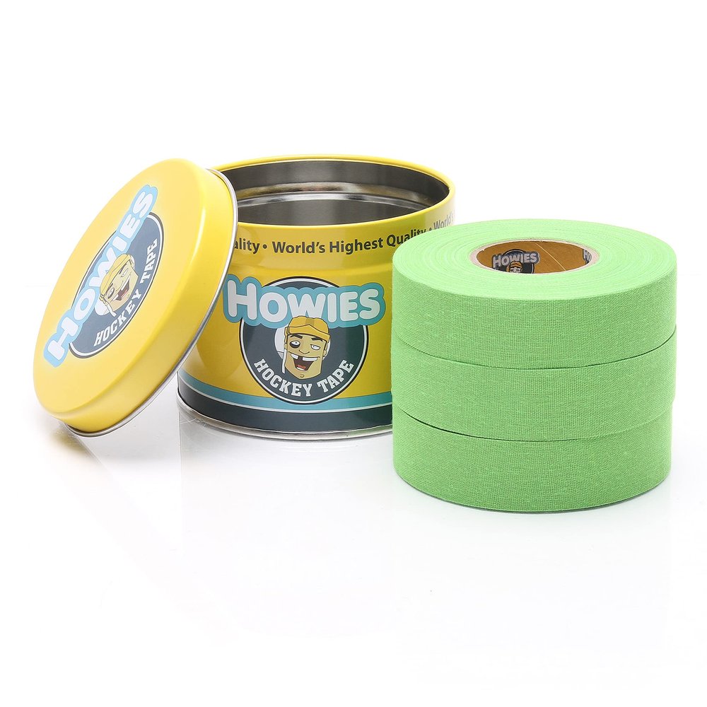 Howies Hockey Tape | 3-Pack Neon Cloth Hockey Stick Tape (1" x 24 Yards) | Durable Pro-Grade Adhesive for Hockey, Lacrosse & Baseball | Includes Free Tape Tin