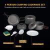 Bulin Camping Cookware Mess kit, Backpack Portable Campfire Cooking Pots Pans Kettle Set, Durable Lightweight Aluminum Cook Gear for Open Fire Hiking, Outdoor, Picnic (BPA Free Bowls, Plates) view 4