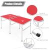 Goplus Foldable Ping Pong Table, 100% Preassembled, Portable Table Tennis Table Game Set with Net, 2 Table Tennis Paddles and Ping Pong Balls for Indoor Outdoor Use (Red-60'') view 4