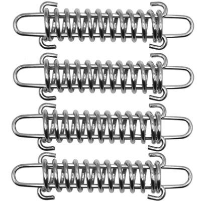 BRYHZKCM 4Pcs Tent Fixed Buckle Wind Rope Buckle Steel Fixed Buckle Tent Wind Spring for Camping Hiking,Chrome Plated Spring for Hammock Chair