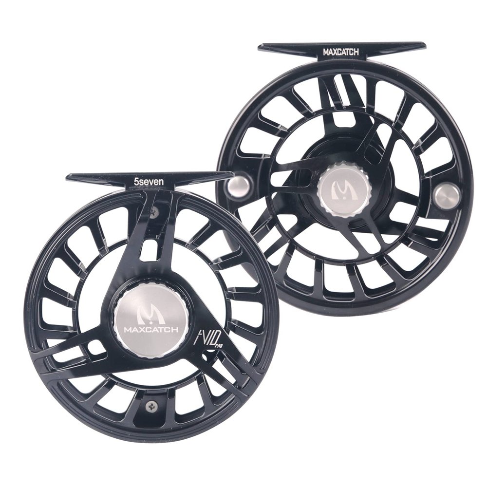 Maxcatch AVID PRO Fly Fishing Reel with CNC-machined Aluminum Body Super Large Arbor Design-3/5, 5/7, 7/9, 9/11 Weights (Black, 3/5wt)