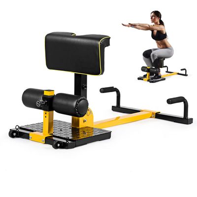 DORTALA 8-in-1 Multifunctional Squat Machine Deep Sissy Squat, Push Up Abs Workout Home Gym Fitness Equipment, Home Gym Body Trainer, Yellow + Black