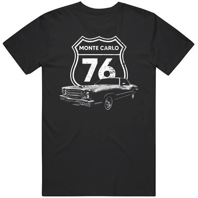 1976 Monte Carlo Front Three Quarter View with Model Year T Shirt S Black