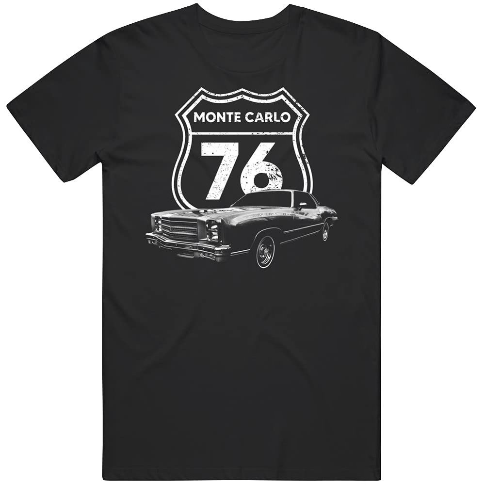 1976 Monte Carlo Front Three Quarter View with Model Year T Shirt M Black