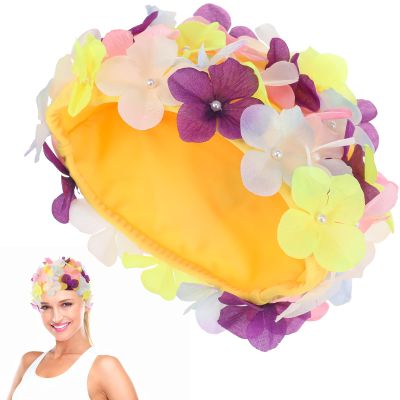 FAVOMOTO Colorful Large Size 3D Floral Petal Swim Cap for Women - Floral Caps Unique Design for Ear Hair Protection in Water Activities Ideal for Swimming Beach
