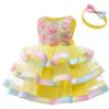 Baby Girl Baptism Christening Ball Gown Dresses Toddler Wedding Bridesmaid Family Photos Shoot Christmas Easter Lace Tutu Dress 18M 24M Yellow 100 view 2