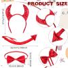 Geyoga 6 Pieces Halloween Costume Set evil Horn Tail Glittery Red Bow Tie evil Fork and Black Red Reversible Cape Lace Long Gloves for Men Women Teen Halloween Costume Accessories view 2