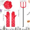 Geyoga 6 Pieces Halloween Costume Set evil Horn Tail Glittery Red Bow Tie evil Fork and Black Red Reversible Cape Lace Long Gloves for Men Women Teen Halloween Costume Accessories view 3