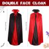 Geyoga 6 Pieces Halloween Costume Set evil Horn Tail Glittery Red Bow Tie evil Fork and Black Red Reversible Cape Lace Long Gloves for Men Women Teen Halloween Costume Accessories view 4